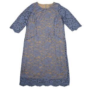 Cornflower Blue Lace Dress with Nude tone Liner Lomone for JD Williams Size 20